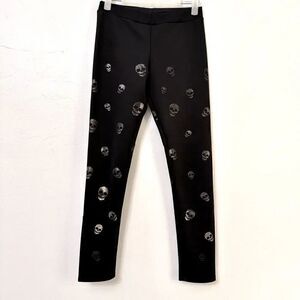Topia Womens Leggings Athleisure Yoga Stretch High Waist Skull Print Black Small